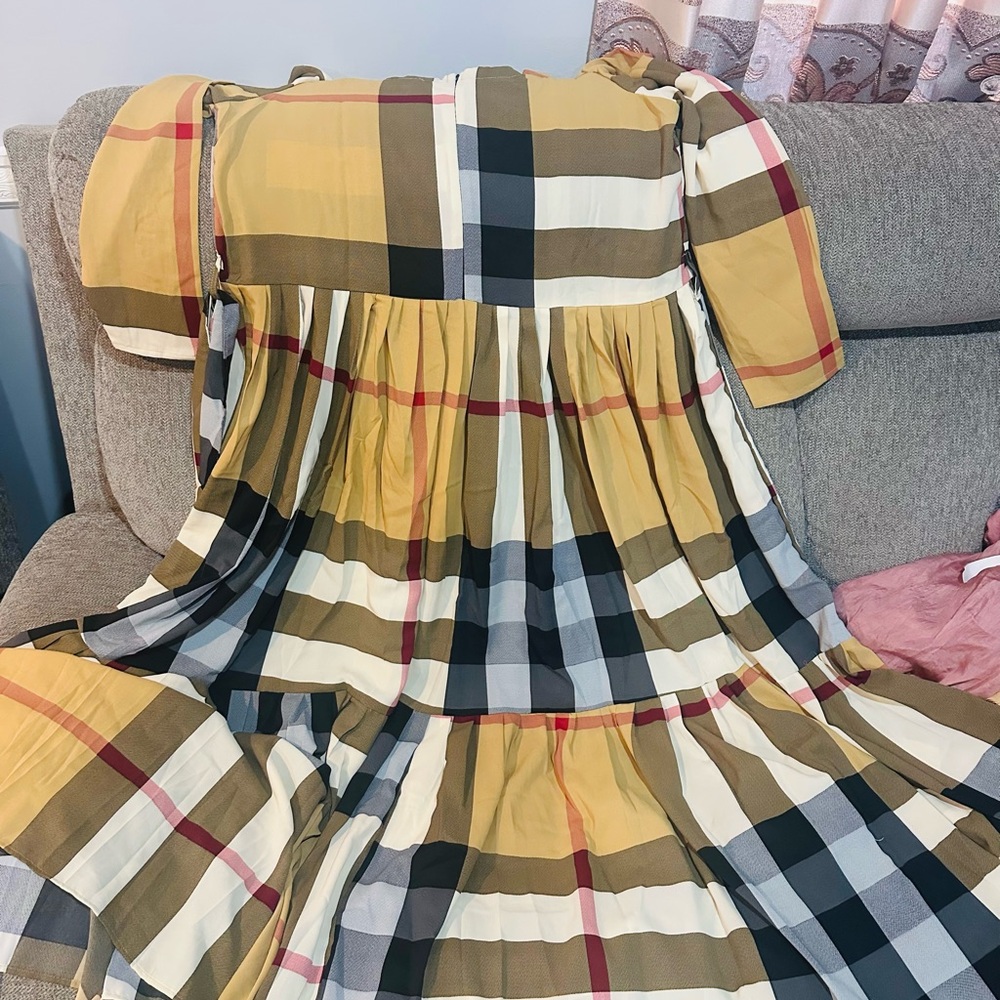 Plaid women long Dress in Yellow and Black size medium